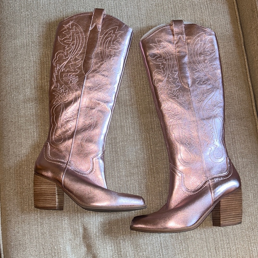 Giani Binni Pink Metallic Cowgirl boots